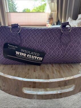 Insulated Wine Clutch - Purple Textured Wristlet